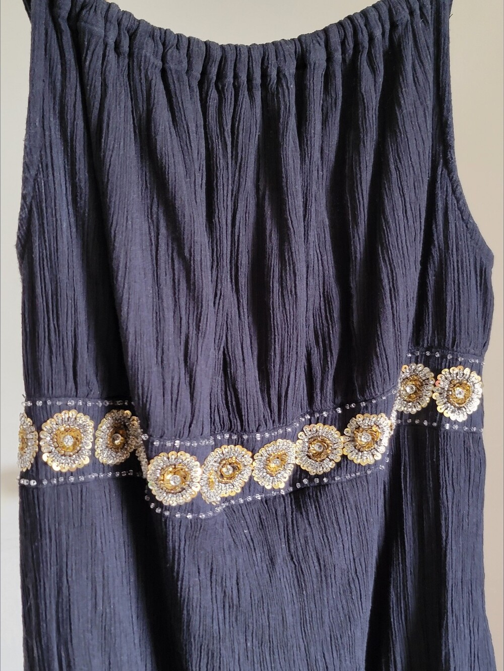 ✨️Authentic Vintage Y2k Want! Sz XL Black Crepé Dress With Beading Like NEW! ✨️